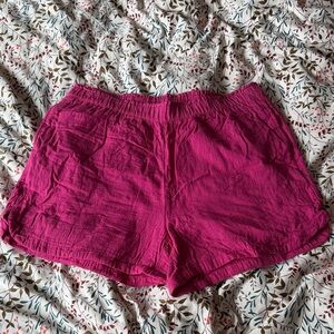 Old Navy Bright Magenta Linen Blend Pull On Shorts